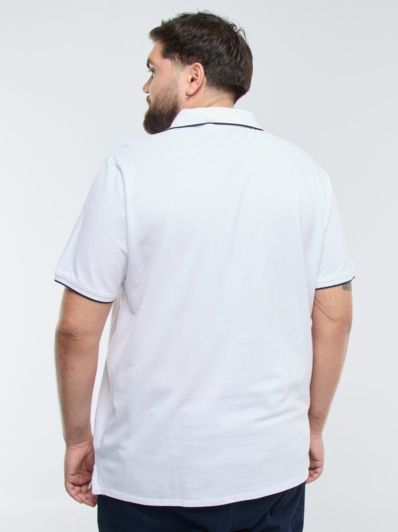 Polo en coton à contrastes Blanc - Kiabi