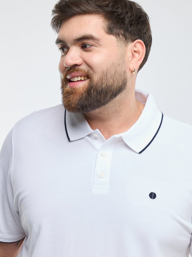 Polo en coton à contrastes Blanc - Kiabi