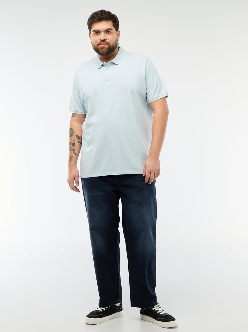 Polo en coton à contrastes Bleu - Kiabi