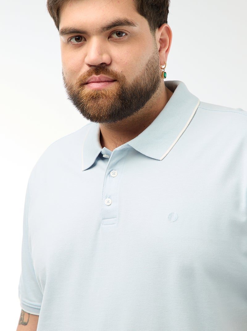 Polo en coton à contrastes Bleu - Kiabi