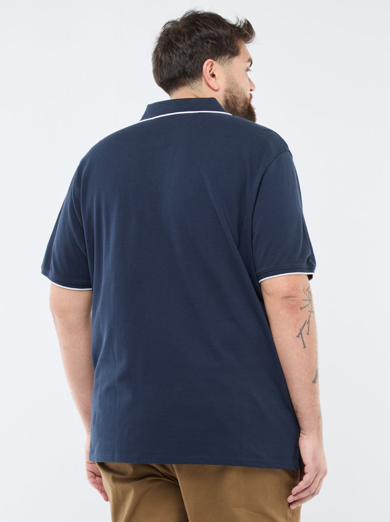 Polo en coton à contrastes Bleu marine - Kiabi