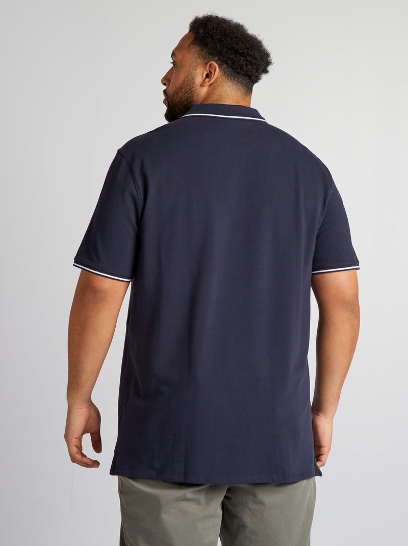 Polo en coton à contrastes Bleu marine - Kiabi