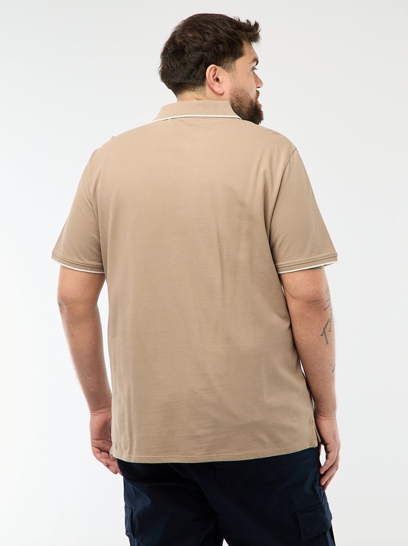 Polo en coton à contrastes Marron - Kiabi