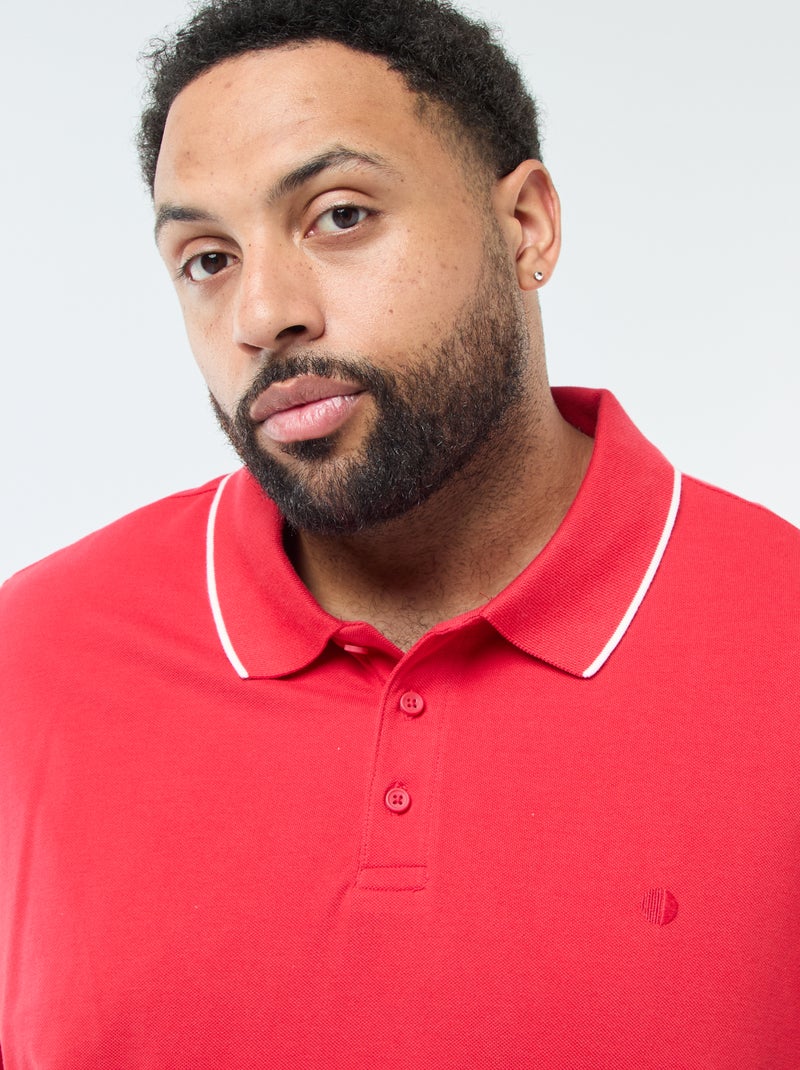 Polo en coton à contrastes Rouge - Kiabi