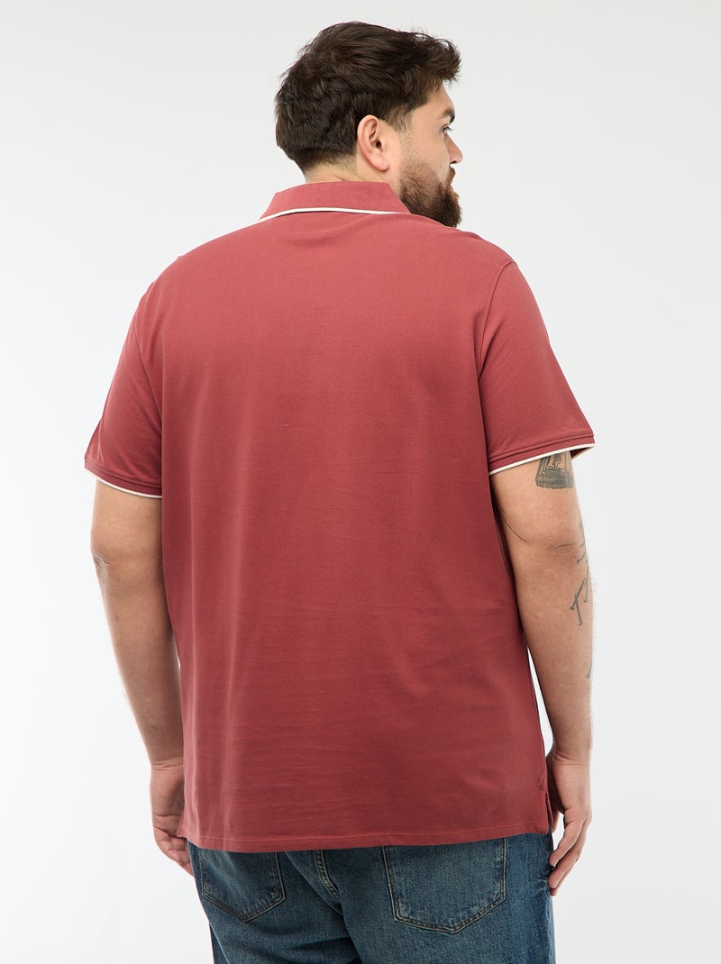 Polo en coton à contrastes Rouge - Kiabi