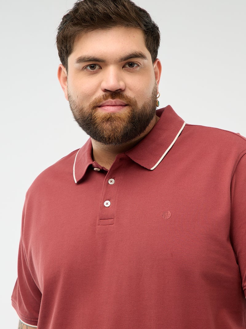 Polo en coton à contrastes Rouge - Kiabi