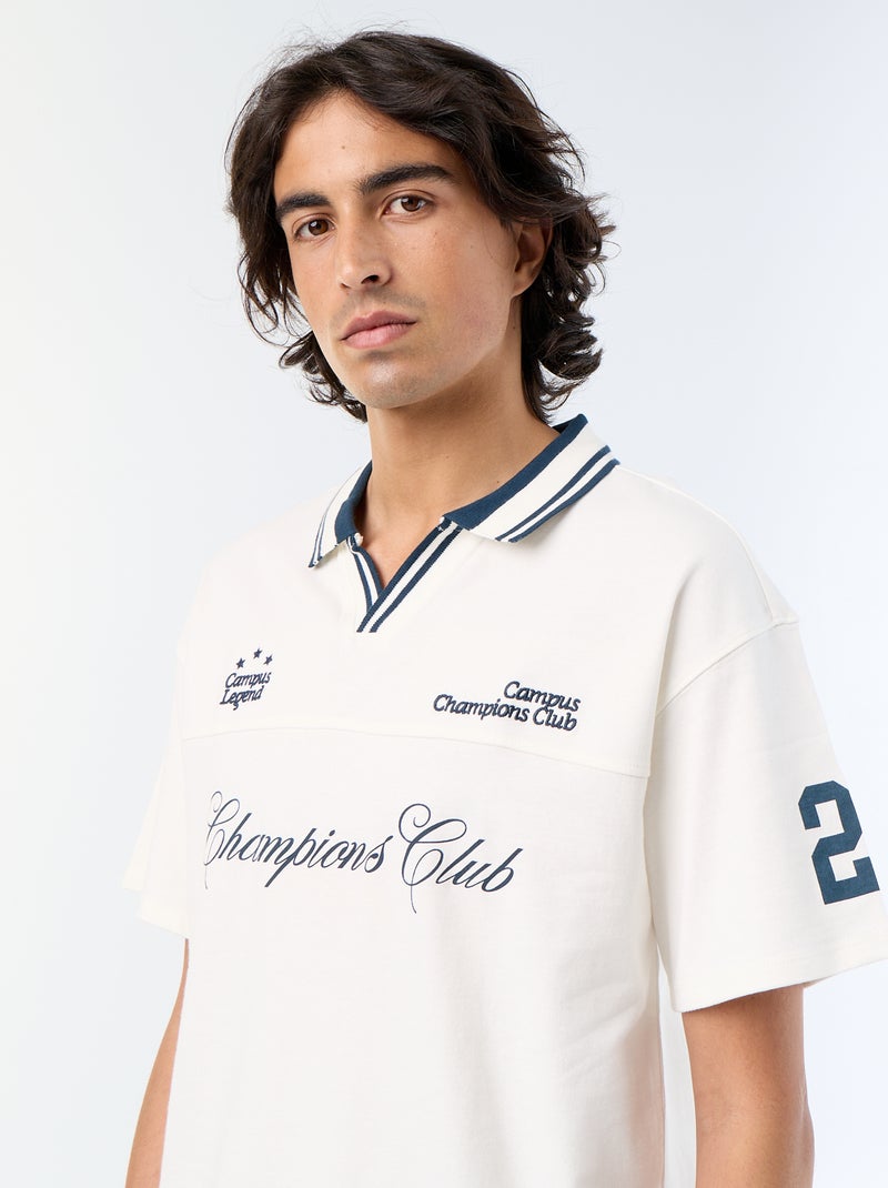 Polo en coton à manches courtes pour homme Blanc - Kiabi