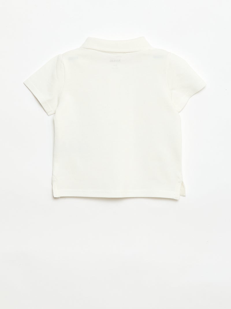 Polo en coton piqué à manches courtes Blanc - Kiabi