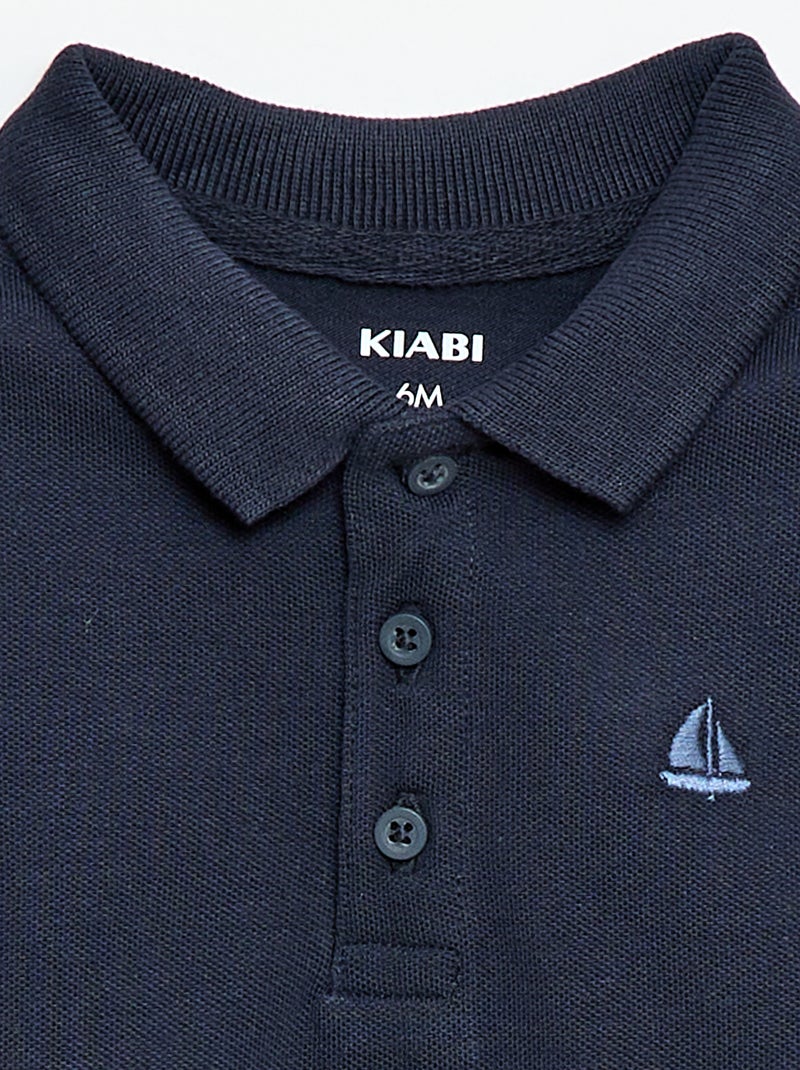 Polo en coton piqué à manches courtes Bleu - Kiabi