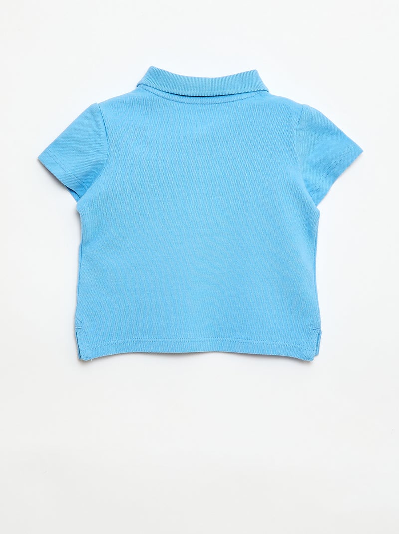 Polo en coton piqué à manches courtes Bleu - Kiabi