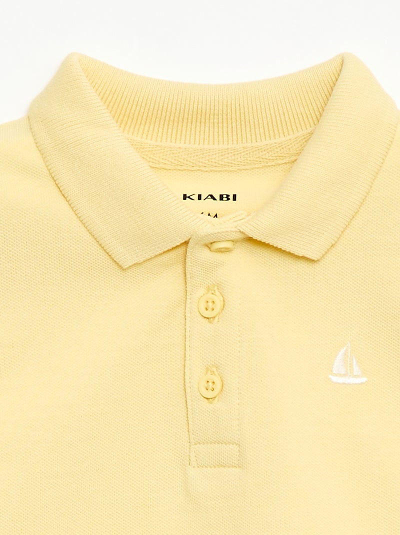 Polo en coton piqué à manches courtes Jaune - Kiabi