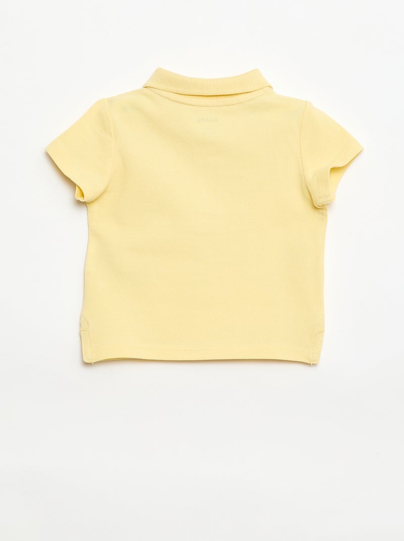 Polo en coton piqué à manches courtes Jaune - Kiabi