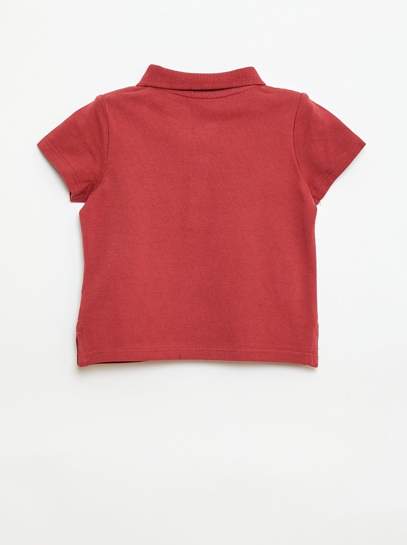 Polo en coton piqué à manches courtes Marron - Kiabi