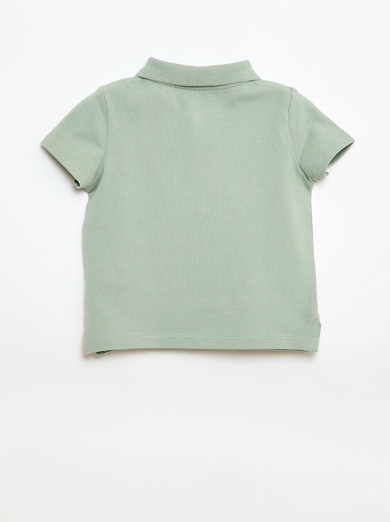 Polo en coton piqué à manches courtes Vert - Kiabi
