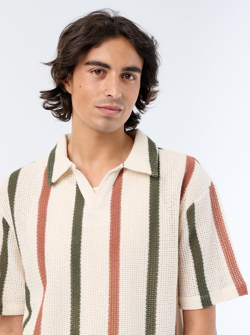 Polo en coton pour homme à motif fantaisie Beige - Kiabi