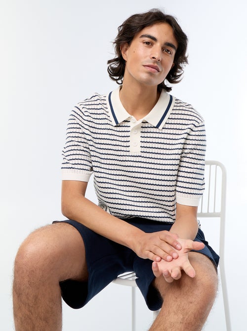 Polo en coton pour homme à motif fantaisie - Kiabi