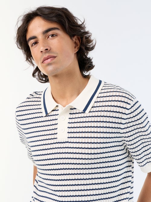 Polo en coton pour homme à motif fantaisie - Kiabi