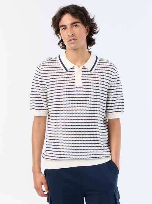 Polo en coton pour homme à motif fantaisie - Kiabi