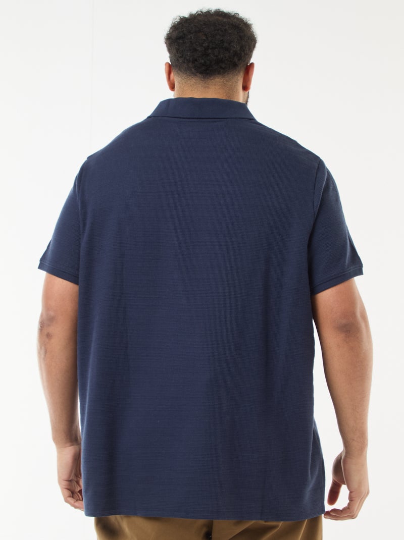 Polo en coton stretch à manches courtes Bleu - Kiabi