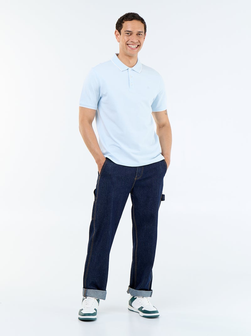 Polo en coton uni à manches courtes pour homme Bleu - Kiabi