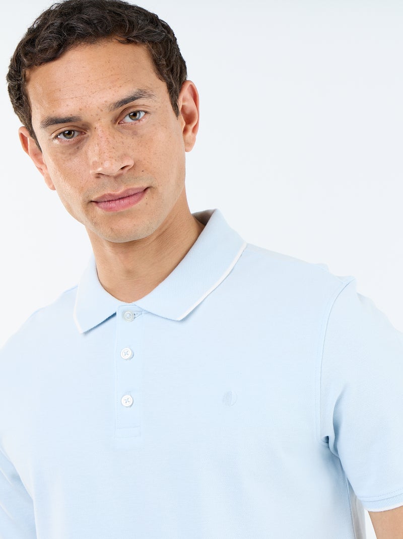 Polo en coton uni à manches courtes pour homme Bleu - Kiabi