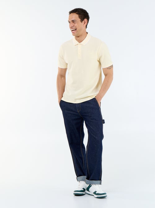 Polo en coton uni à manches courtes pour homme - Kiabi