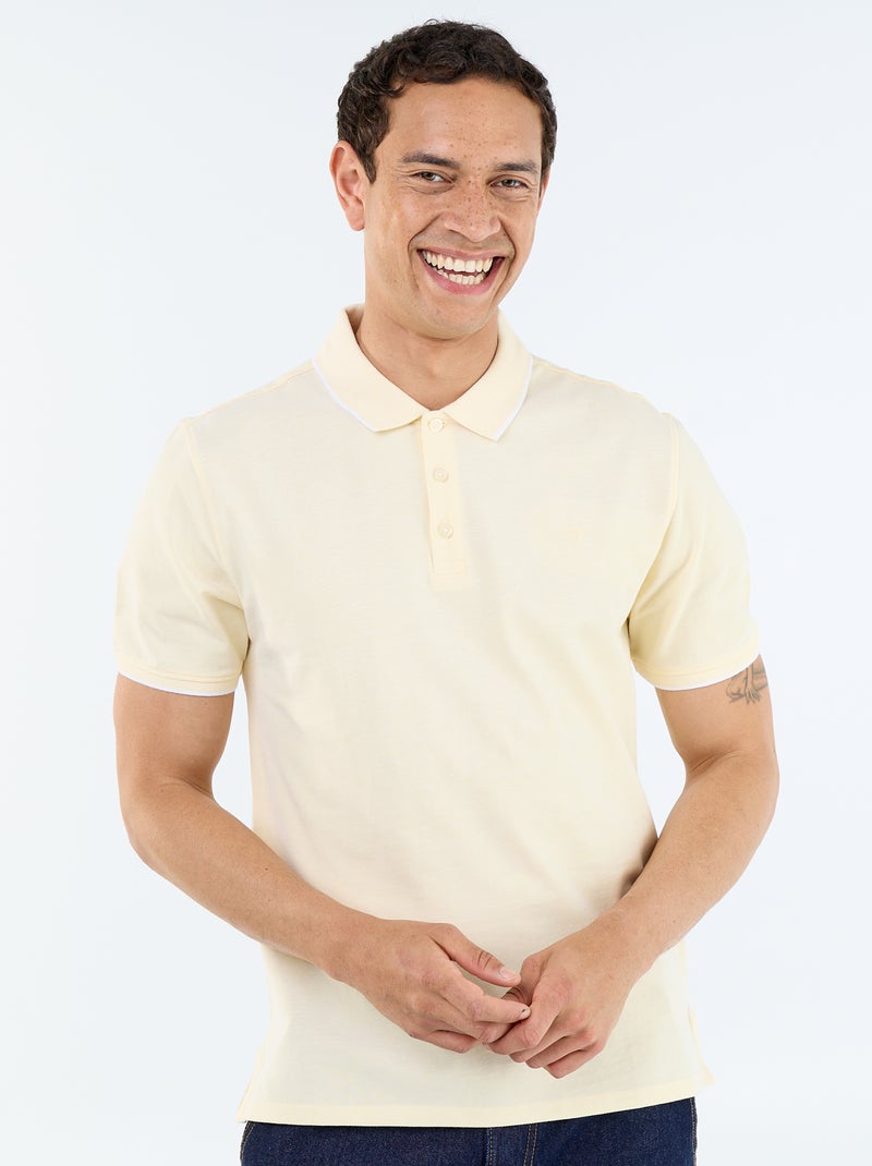 Polo en coton uni à manches courtes pour homme Jaune - Kiabi