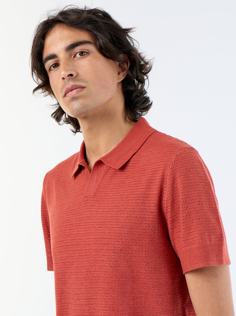 Polo en coton uni à manches courtes pour homme Marron - Kiabi