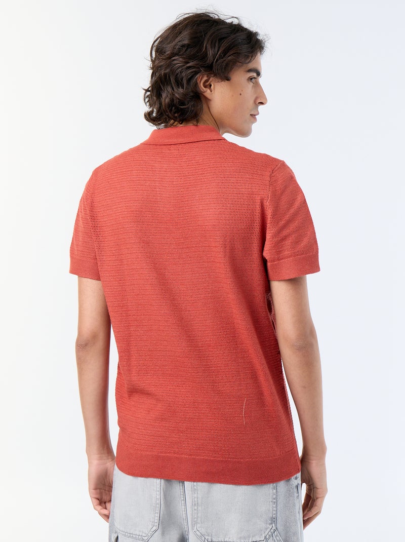 Polo en coton uni à manches courtes pour homme Marron - Kiabi