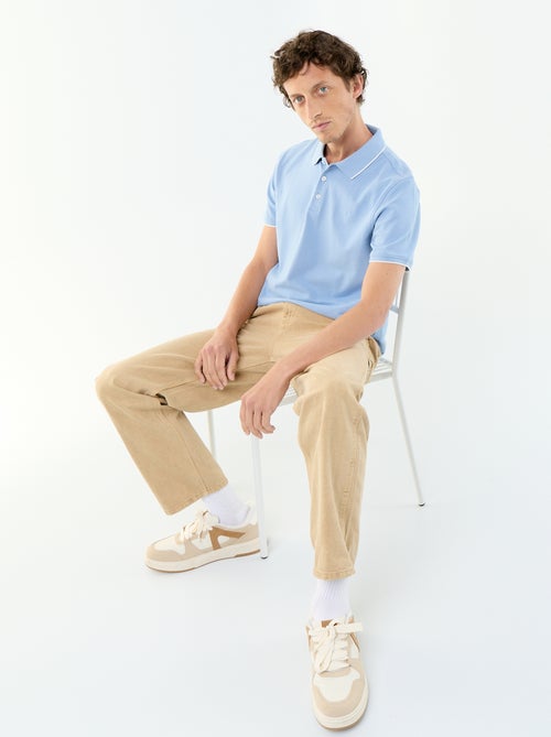 Polo en coton uni pour homme à manches courtes - Kiabi