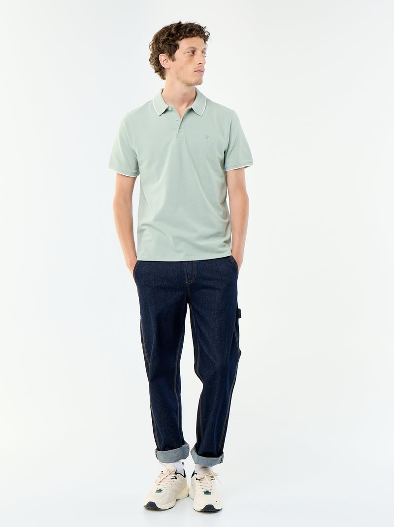 Polo en coton uni pour homme Vert - Kiabi
