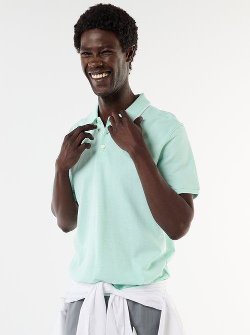 Polo en coton uni pour homme - Kiabi
