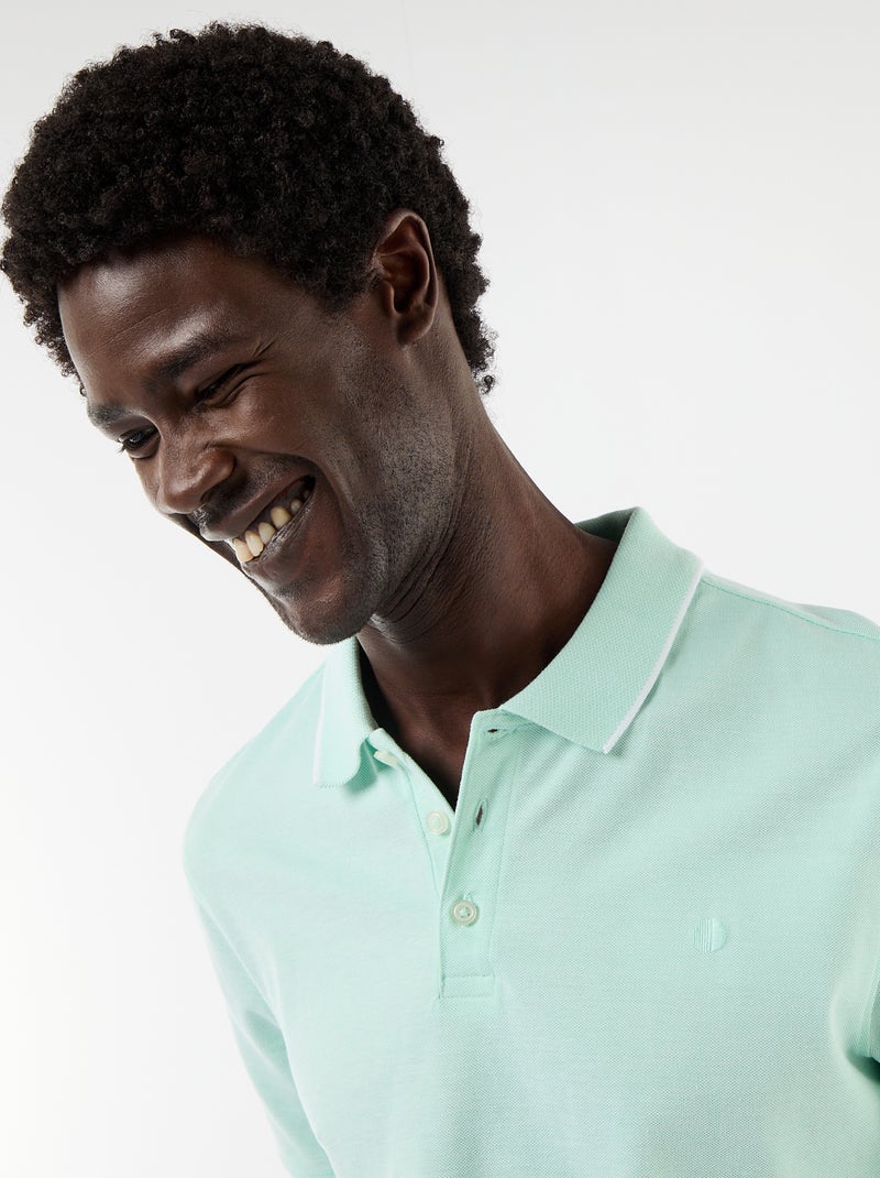 Polo en coton uni pour homme Vert - Kiabi
