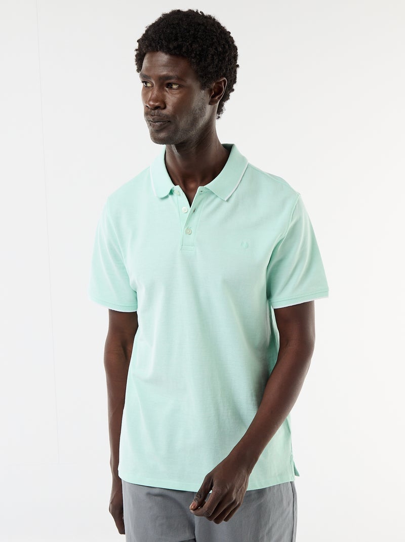 Polo en coton uni pour homme Vert - Kiabi