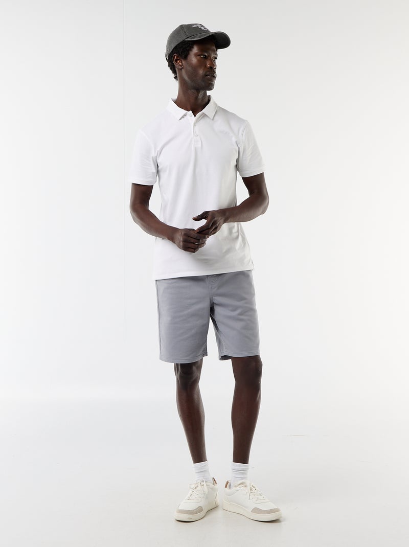 Polo en jersey avec col boutonné Blanc - Kiabi