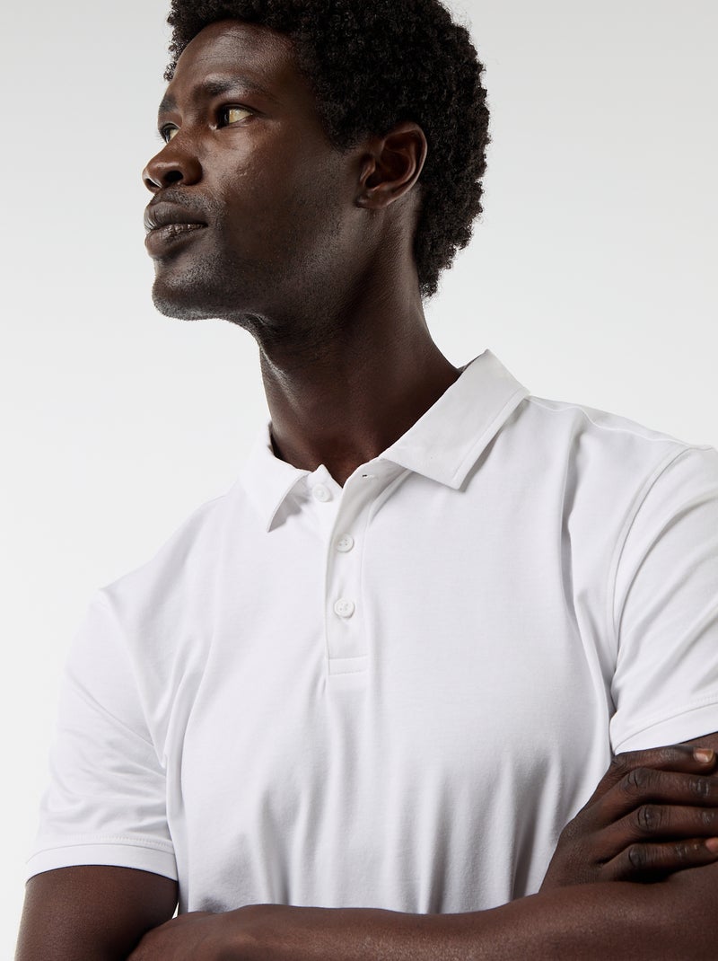 Polo en jersey avec col boutonné Blanc - Kiabi
