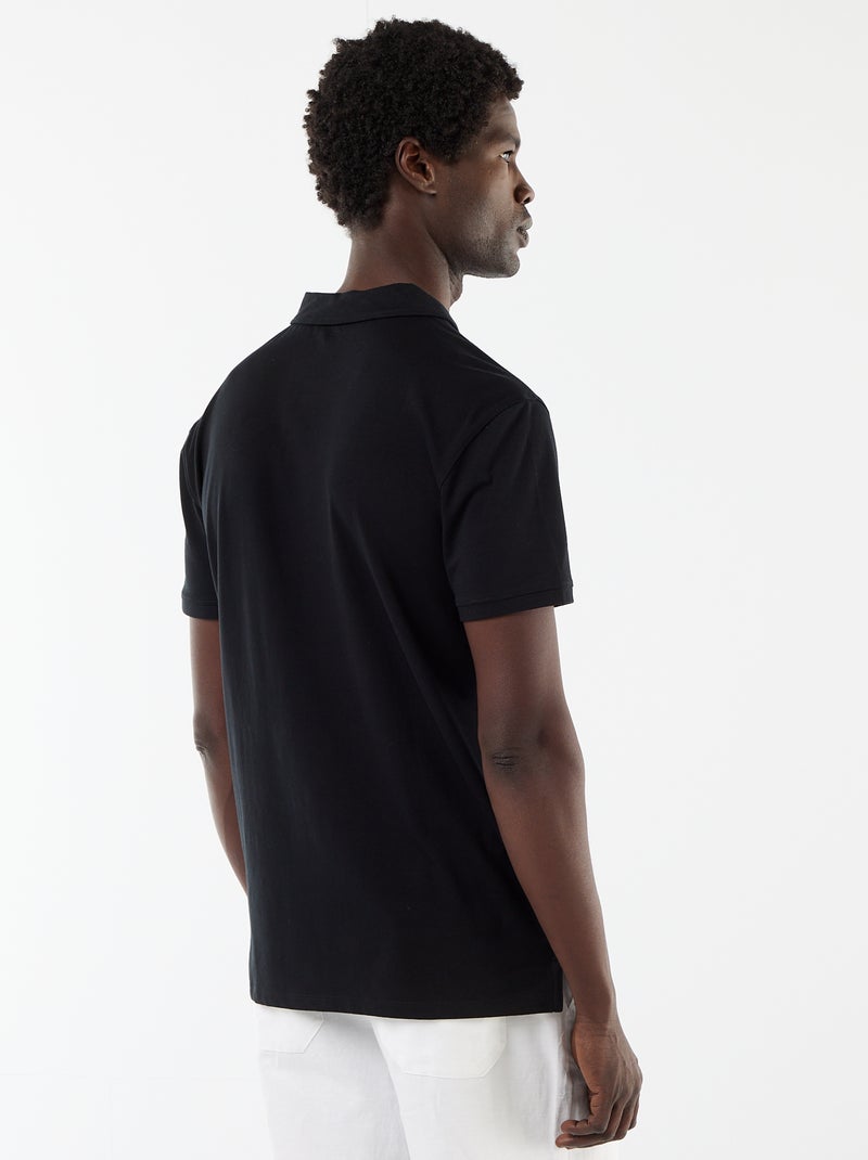 Polo en jersey avec col boutonné Noir - Kiabi