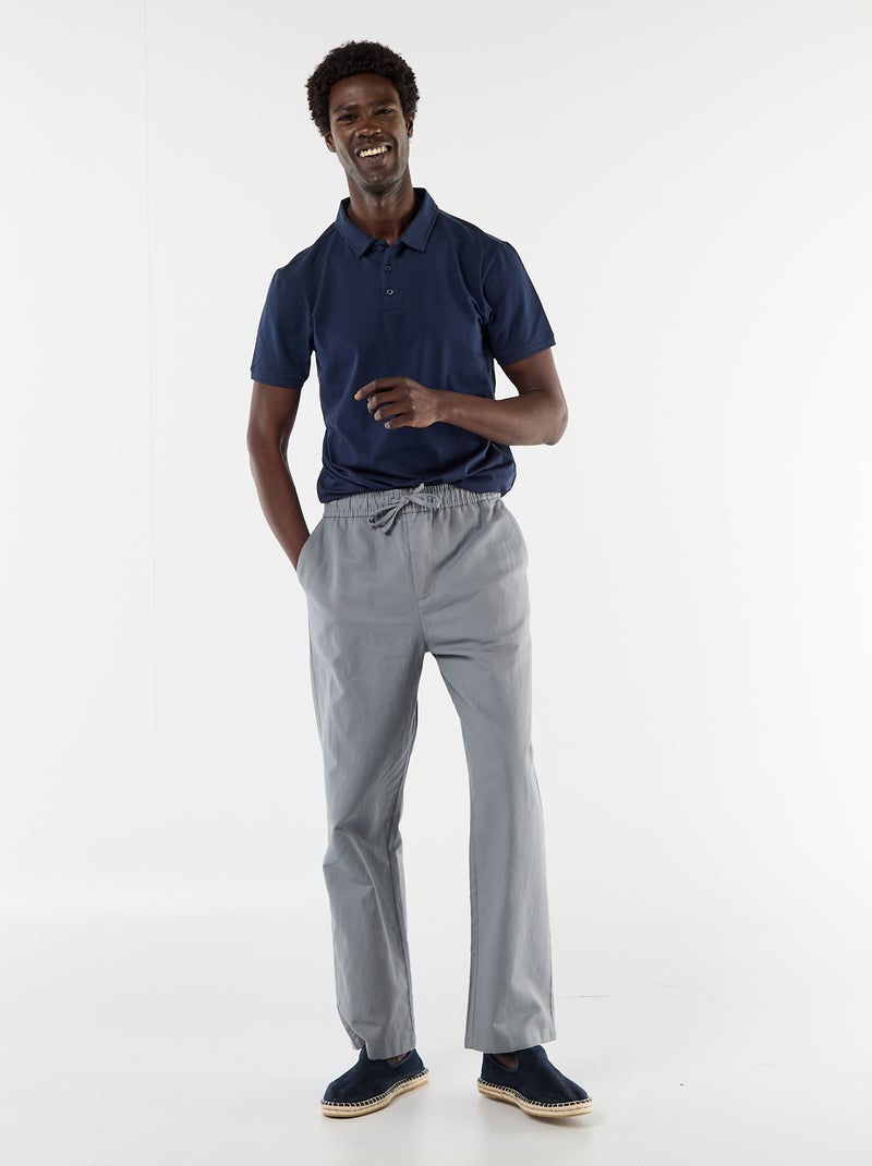 Polo en jersey avec col boutonné Noir - Kiabi