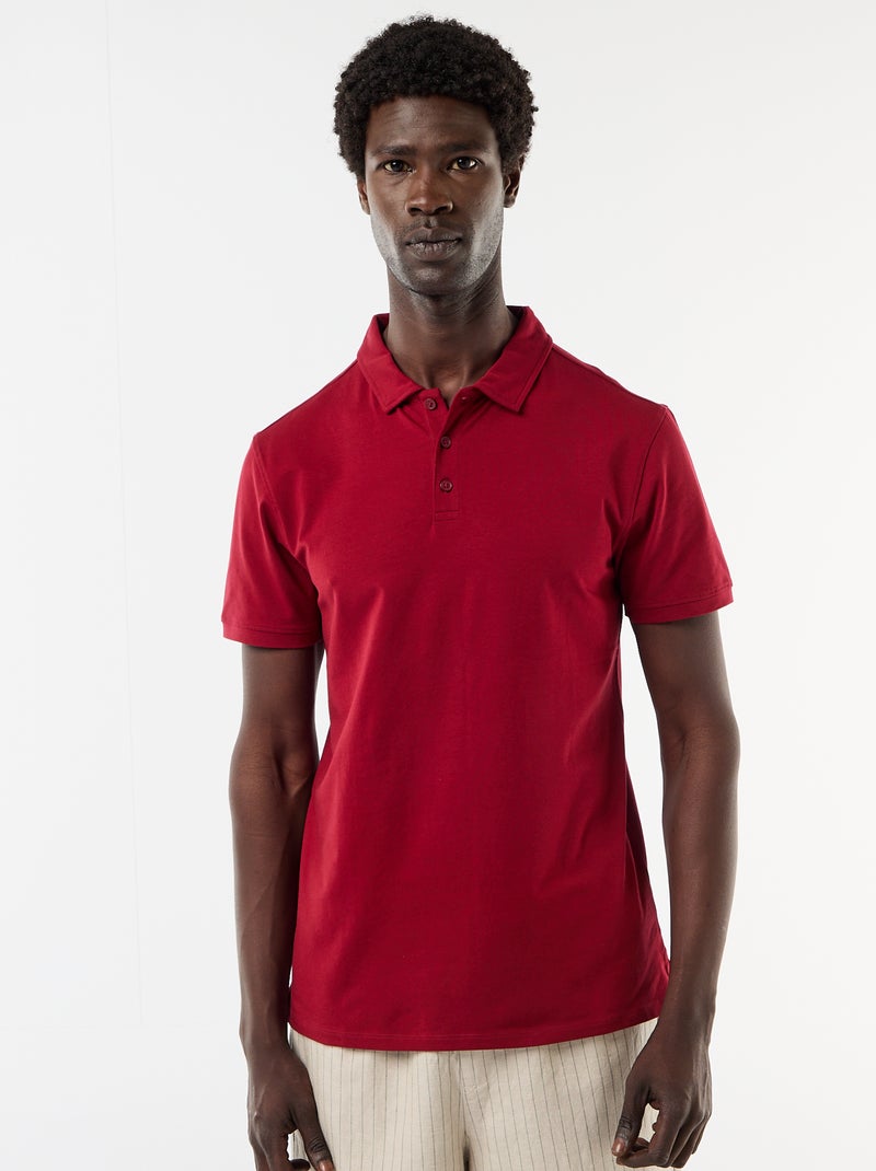 Polo en jersey avec col boutonné Rouge - Kiabi