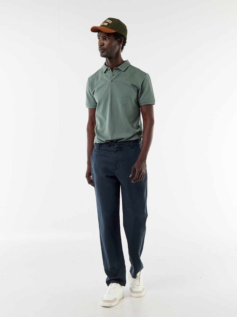 Polo en jersey avec col boutonné Vert - Kiabi