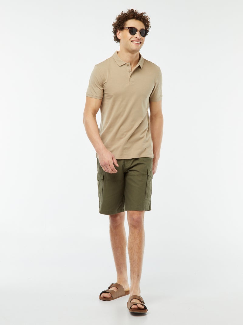 Polo en jersey uni à manches courtes BEIGE - Kiabi