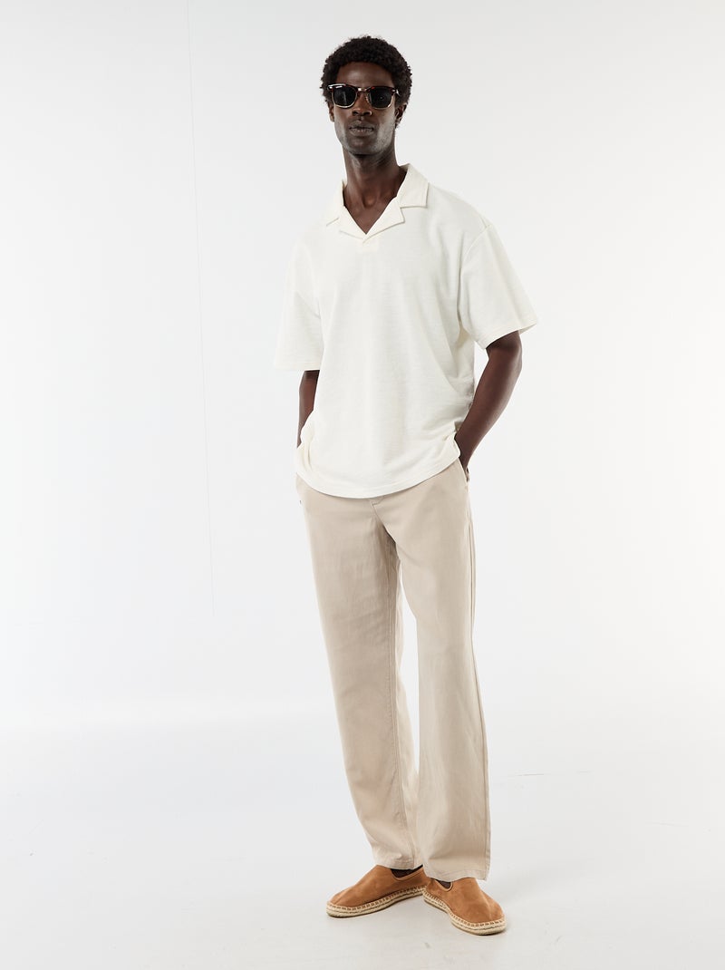 Polo en maille à manches courtes Blanc - Kiabi