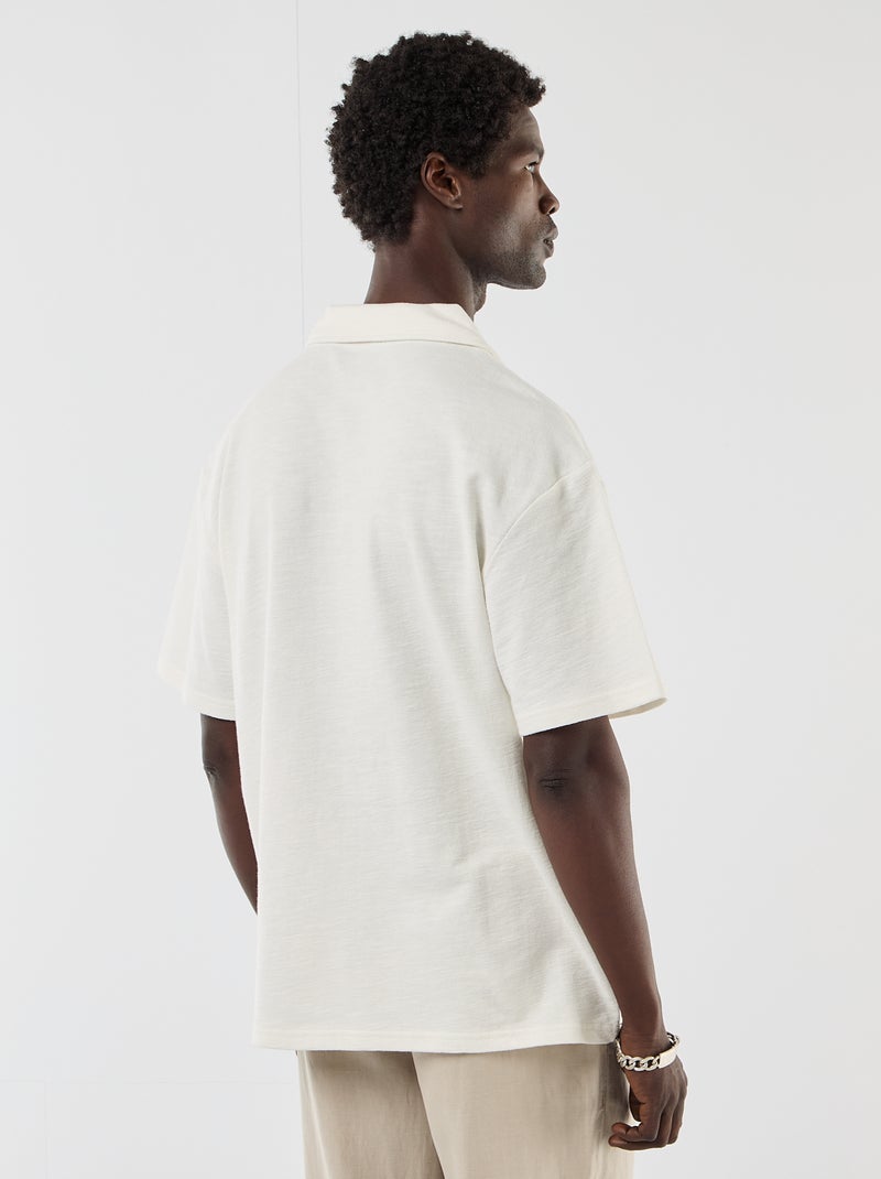 Polo en maille à manches courtes Blanc - Kiabi