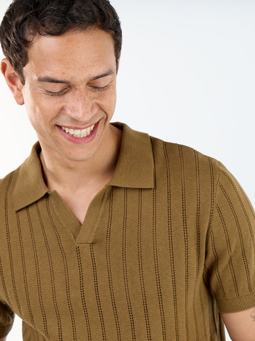 Polo en maille ajourée manches courtes - Kiabi