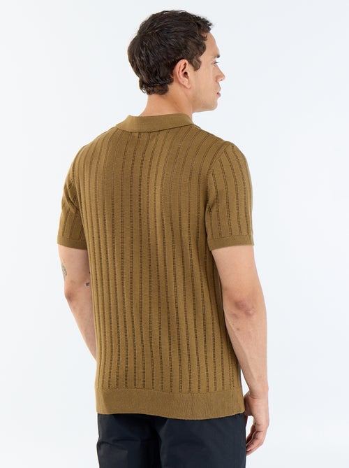 Polo en maille ajourée manches courtes - Kiabi