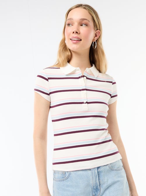 Polo en maille côtelé à manches courtes - Kiabi