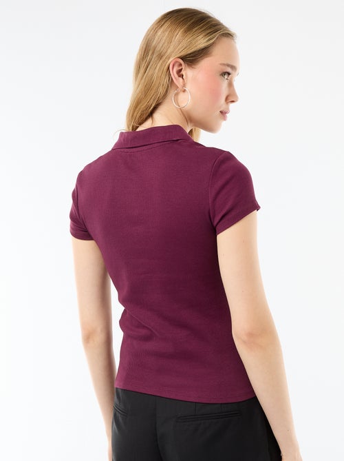 Polo en maille côtelé à manches courtes - Kiabi