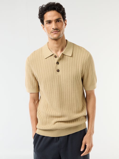 Polo en maille effet tricot - Kiabi