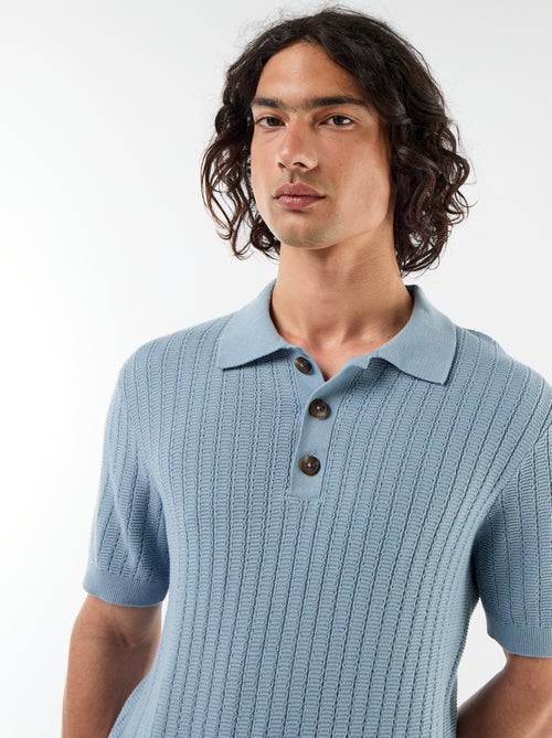 Polo en maille effet tricot - Kiabi