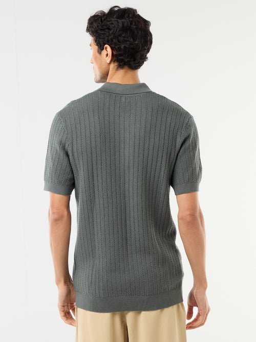 Polo en maille effet tricot - Kiabi